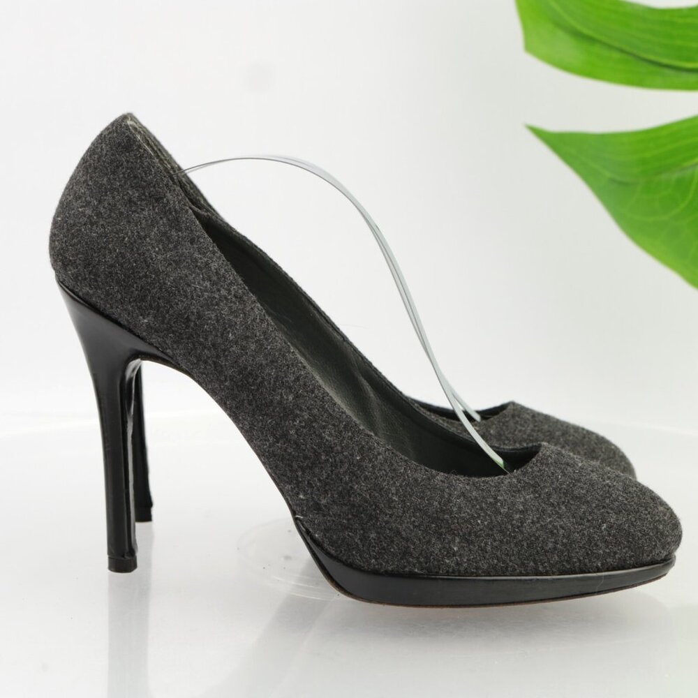 Stuart Weitzman Womens Pump Size 9 Gray Tweed Wool High Heel Slip On Dress Shoes